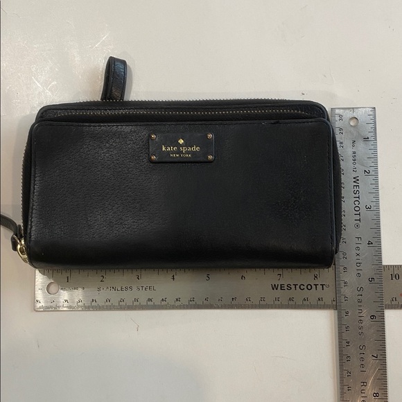 KATE SPADE Grove Street Anita Double Zip Wristlet Wallet Black Leather - Picture 15 of 15